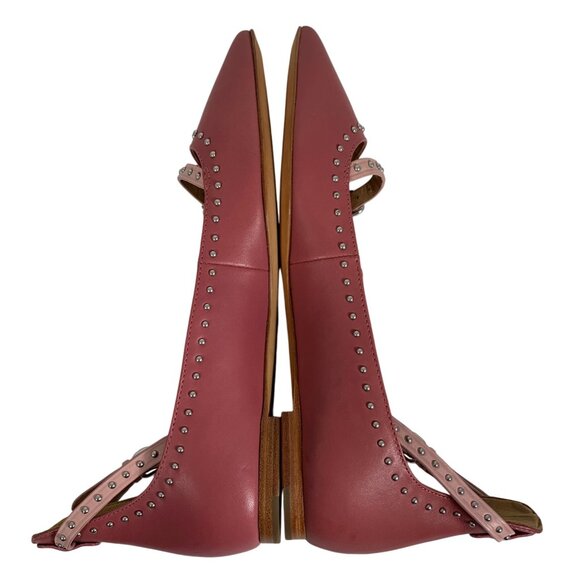 COACH Jody Pink Leather Studded Pointed Toe Flats Ankle Strap Women’s NWOB - Picture 4 of 7